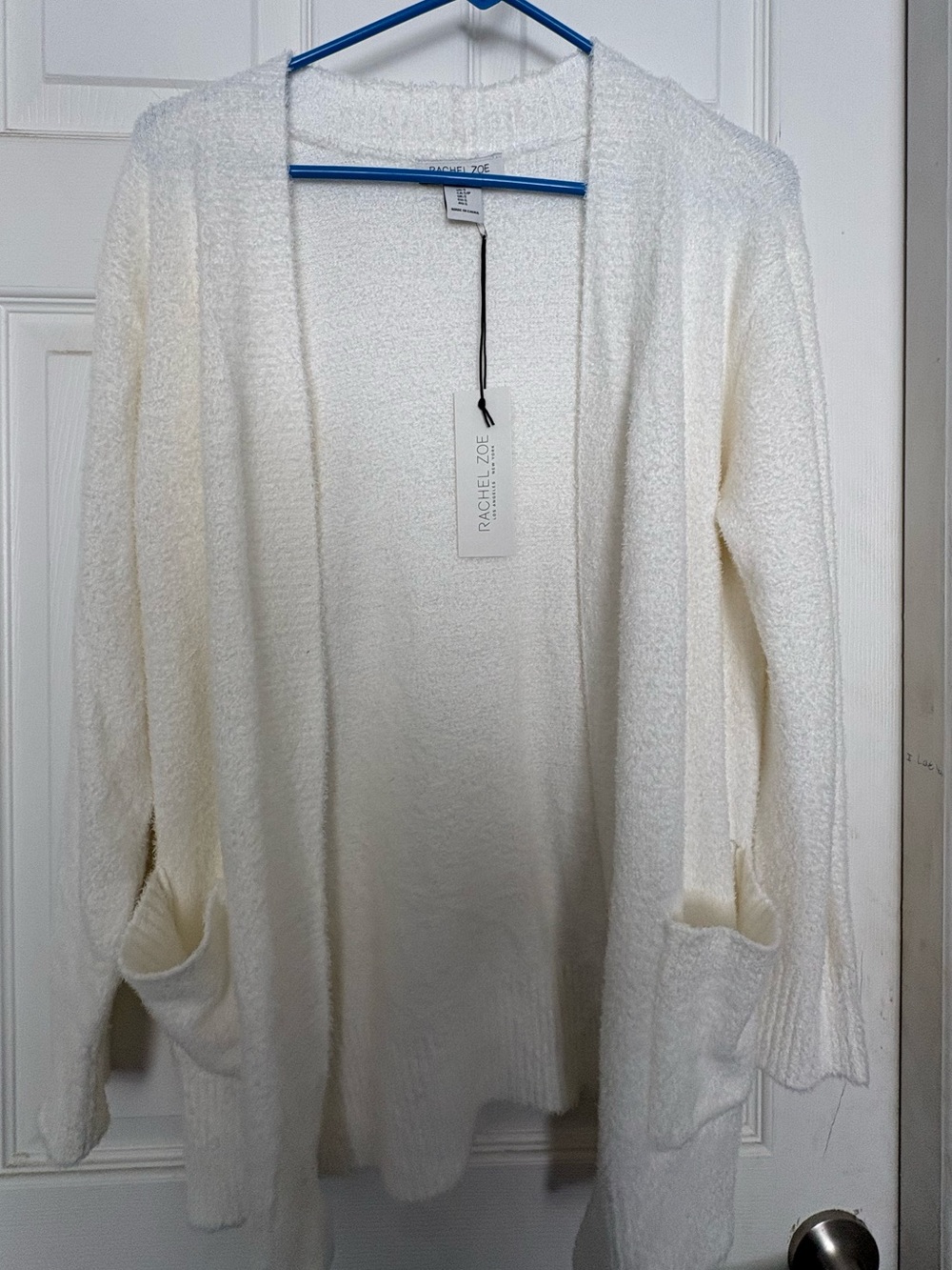 Rachel Zoe Cream Open-Front Knit Cardigan